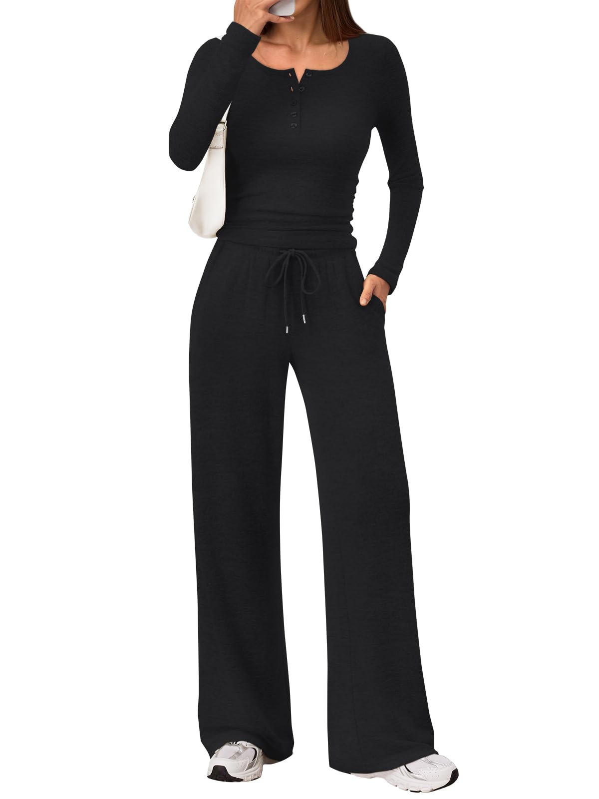 Photo 1 of **MISSING BOTTOMS**
Trendy Queen Women's 2 Two Piece Matching Lounge Sets Fall Winter Airport Fashion Outfits Sweater Wide Leg Pants Sweat Suit Travel Cute Old Momey Clothes Casual Workout Sweatsuit Loungewear 2025