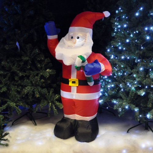 Garden Mile 4ft Inflatable Santa Claus with LED Lights - Outdoor Christmas Decorations Giant Blow Up Father Christmas - Indoor and Outdoor Xmas Inflatable - Light Up Xmas Garden Decor