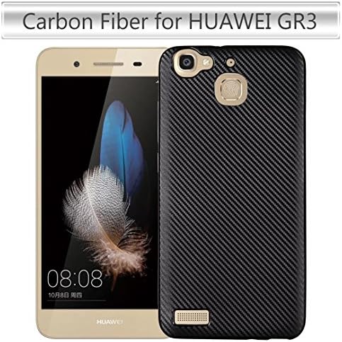 For cellphone Cases, Slim Carbon Fiber Rubber Soft TPU Hybrid Shockproof Case Cover For Huawei GR3/G8 Mini/enjoy 5S ( Color : Black )