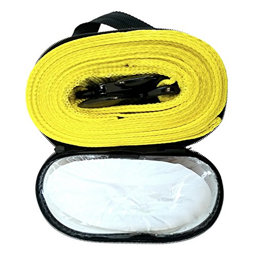 Heavy Duty Emergency Tow Strap 2" x 20 FT 10,000LB Towing Rope w/ 2 Steel Hooks includes free bag