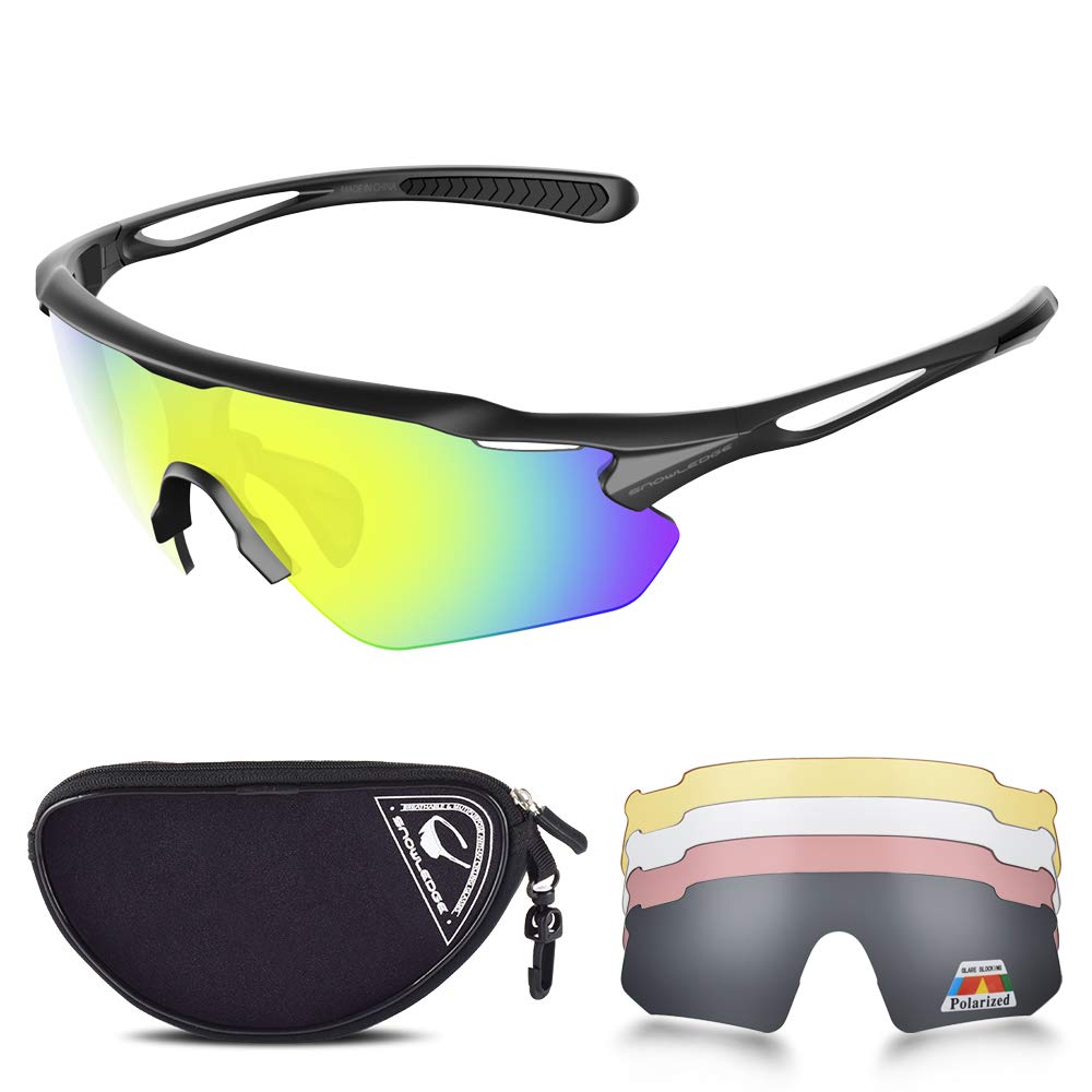 Snowledge Cycling Glasses with 5 Interchangeable Lens UV 400 Protection Polarised Sports Sunglasses for Men Women Running Climbing Fishing Driving Golfing — image 1