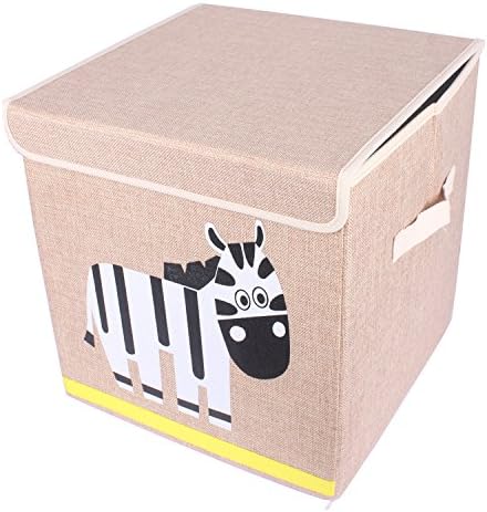 Large Foldable Cube Storage Bin Box Toy Organizer for Kids-Toy Basket with Cover for Kids Toys, Baby Clothing, Children Books, Gift Baskets, zebra