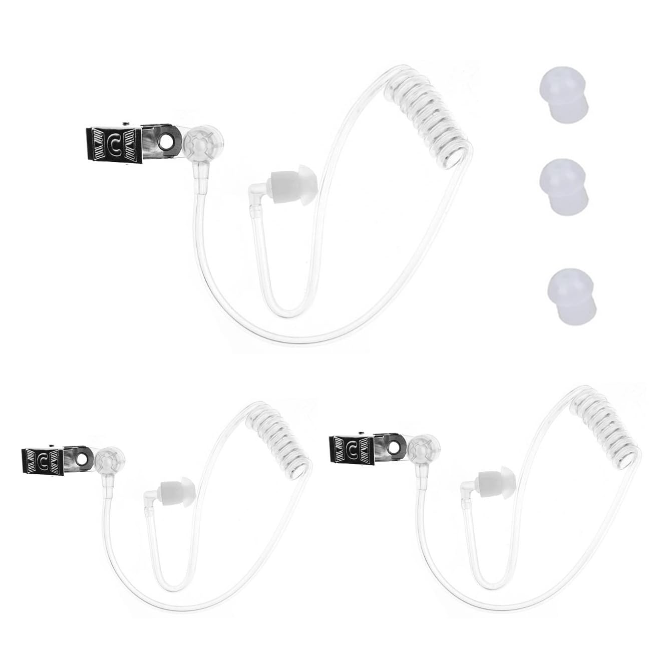 Weforu 3PCS Replacement Acoustic Tube for 2-Way Radio Audio Headsets,Ear Piece Headset,Replacement Air Acoustic Tube/Transparent Coil Tube for Motorola Kenwood Walkie