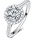 3.75CT Stainless Steel Solitaire Engagement Ring Propose Wedding Anniversary Statement (Silver, 7)