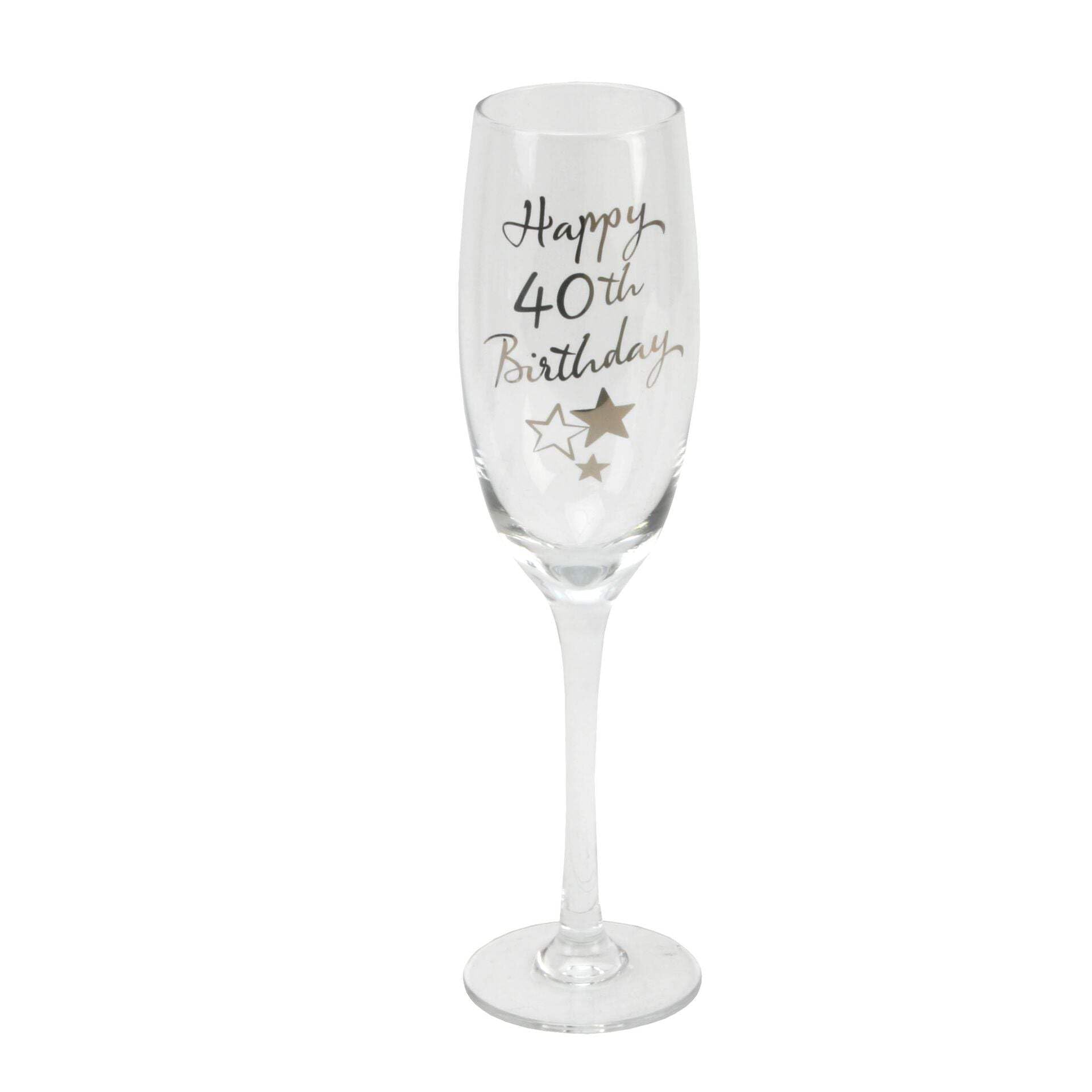 40th Birthday Stars Champagne Flute Glass Gift
