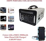 Kyng Power Solar Generator Portable Power Station 1000Wh 1500w Peak Emergency Generator Lithium Rechargeable Battery Inverter Back Up Power Supply, CPAP, Outdoors, Camping, Emergency 3 USB, 2 DC, AC