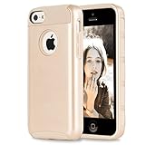 iPhone 5C Case,by Ailun,Soft TPU Bumper&Hard Shell Solid PC Back,Shock-Absorption&Anti-Scratch Hybrid Dual-Layer Slim Cover,Siania Retail Package[Gold]