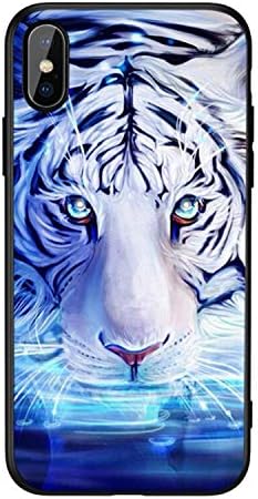 Phone Case for iPhone X Xr 8 7 10 6 6S Xs Max Glass Animal Cover Case for iPhone 7 8 X 6 6 S Plus Xr Luxury Case Coque 02.White Tiger for iPhone 6 6S