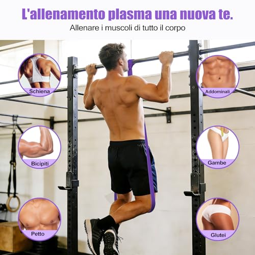 Fokky Elastici Fitness 5 Livelli di Resistenza, Elastico Palestra con Ancora per Porta,Guida agli Esercizi e Borsa da Trasporto per Allenamento di Forza,Stretching,Calisthenics,CrossFitness