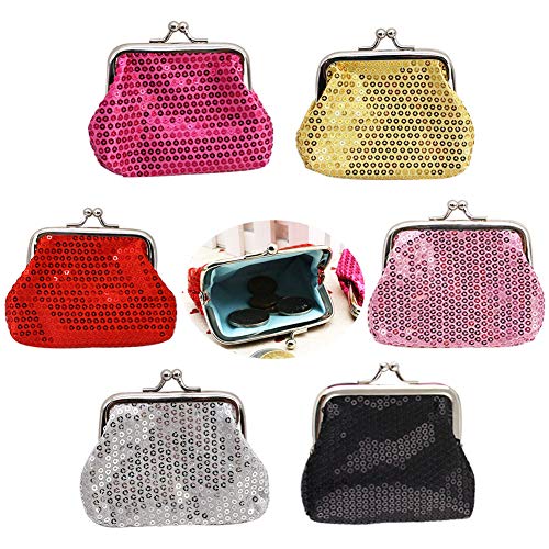 Sparkly Coin Purses, Set of 6 Cute Change Wallets, Attractive Jewelry Pouch for Kids Party, Easter Holiday