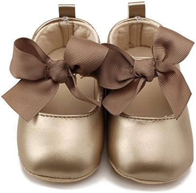 0-18M Toddler Baby Girl Soft PU Princess Shoes Bow New Born Baby Shoes Brown 1