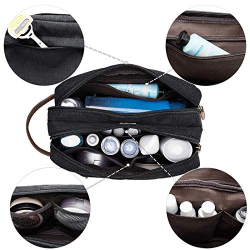WANDF Toiletry Bag for Men Small Nylon Dopp Kit Lightweight Travel Shaving Bag for Kids and Women (Black) 3 WANDF Toiletry Bag for Men Small Nylon Dopp Kit Lightweight Travel Shaving Bag for Kids and Women (Black)
