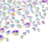 Hicarer AB Acrylic Teardrop Clear Gems Sew On Rhinestones Flatback Artificial Crystal Buttons for Clothing Dress Decorations, 100 Pieces