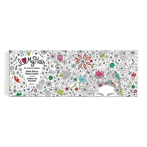 Andrea Pippins Flowers in Your Hair Color-in 1000 Piece Panoramic Puzzle from Galison - Once Complete Color in The 39