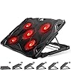 Pccooler-Laptop-Cooling-Pad-Laptop-Cooler-with-5-Quiet-BlueLED-Fans-for-12-173-Inch-Laptop-Dual-USB-20-Ports-Portable-6-Angle-Adjustable-Laptop-Stand-for-Gaming-Laptop Pccooler Laptop Cooling Pad, Laptop Cooler with 5 Quiet Red LED Fans for 12-17.3 Inch Laptop, Dual USB 2.0 Ports…