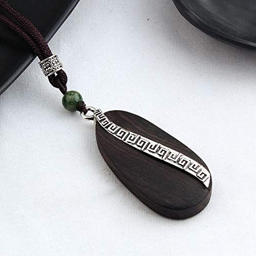 WYLXL Necklace Retro Ethnic EbonInlaid Ancient Silver Pendant Necklace for Wen and Girls Long Sweater Chain JewelrSouvenir Gifts