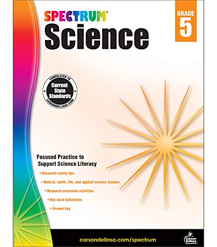 Carson Dellosa - Spectrum Science, Focused Practice to Support Science Literacy for 5th Grade, 144 Pages, Ages 10-11 with Answer Key