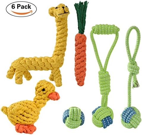 Ducking Dog Rope Toys small- Variety Pack Of Puppy Chew Toys - Dog Chew Toys Chewing Cotton Rope toys - Gift for your Dog Toys a Storage Tote (6 Pack)