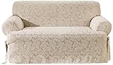 Sure Fit Scroll T-Cushion - Sofa Slipcover  - Champagne (SF28788)