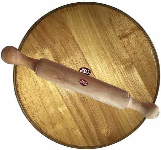 JVJP I Wood-Wooden Polpat-Roti Roller/Chakla-Belan/Rolling Pin/Chapathi Palaga, 22 Cms, Round