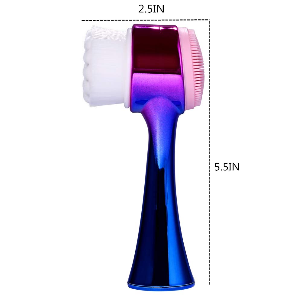 Double-sided Manual Facial Cleansing Brush - 2 in 1 Face Wash Brush for Gentle Exfoliating, Deep Cleansing, Makeup Removal, Massaging and Removing Blackhead Wash Suitable for All Skin Types: Beauty