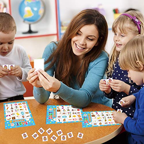 Easter Bingo Game for Kids, Yoklili Easter Egg Bunny Game Cards Party Favors Supplies for Children Adults Classroom, 24 Players