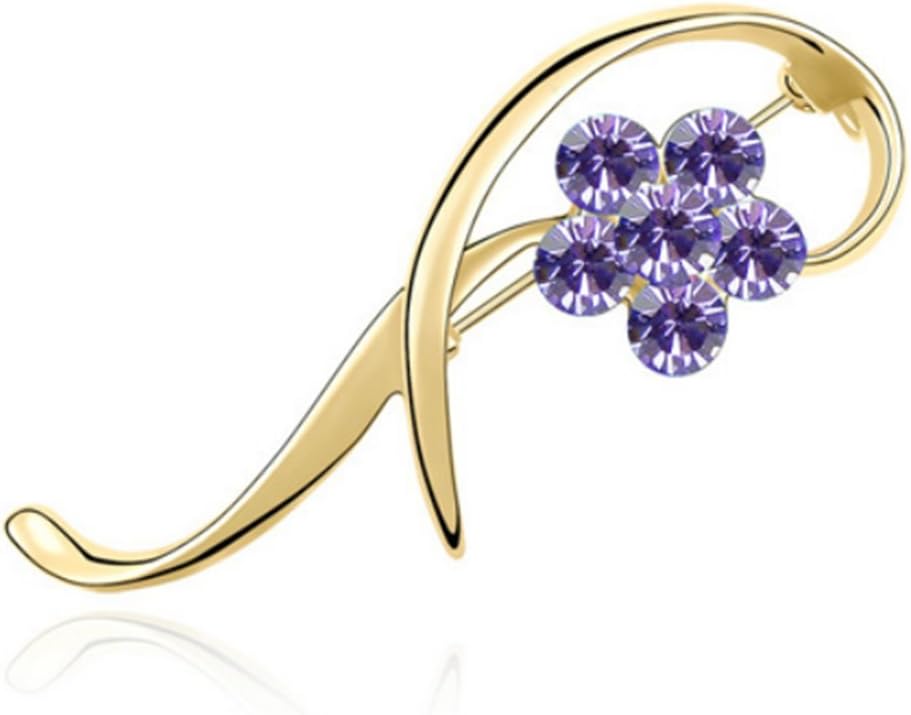 Elufly "Outshine Elegant Women Girl's Austrian Crystal Silver Gold Flower Brooch Pin Jewelry Gifts