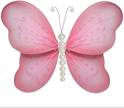 Amazon Com Hanging Butterfly Small 5 Pink Pearl Nylon Mesh