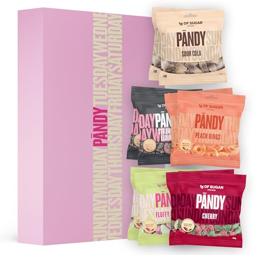 PÄNDY 10 Mix Zuckerfreie Süßigkeiten Mix Bonbons Cola Lakritz Gummibärchen ohne Zucker süßigkeiten großpackunge box zuckerfrei gummibärchen Fruchtgummis Low Carb Großpackung nur 1 g Zucker 10 x 50 g thumbnail 1