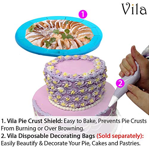 Reusable Silicone Blue Pie Crust Shield - No-Burn, No-Mess, Perfect Pies - Adjustable and Reusable - Fits 8"-11" Pie Plates - Easy to Store, Easy to Clean - 100% Safe to use - Made of Sturdy Material