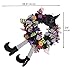 FLASH WORLD Witch Halloween Wreath,24’’×24’’ Hat Legs Pumpkin Door Decorations, Artificial Handmade Wreath for Front Door or Indoor Wall Décor to Celebrate Halloween (Round)