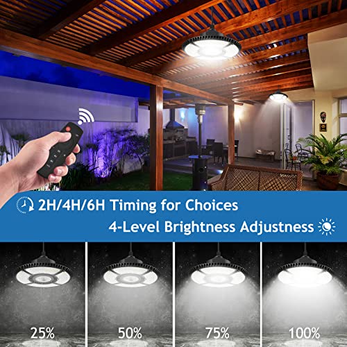 Solar Lights Indoor, Perlucstar Solar Pendant Light Waterproof with Remote Control 16.5FT Cord for Home Shed Barn Chicken Coop Workshop Gazebo (Cool White Light)