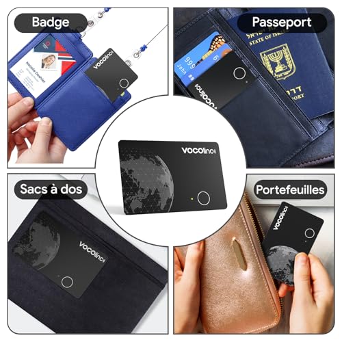 VOCOlinc Dual System Air Tag Card Pack of 2, Rechargeable Wallet Tracker Compatible with Android App Google Locate or iOS Apple Locate, Locator for Wallet/Luggage/Bags