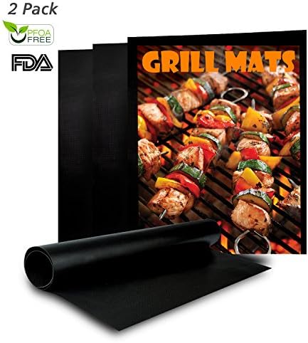 KOLPCTT Calidad Premium no-stick Baking Mat &amp; Cookie Hoja – Teflón parrilla para barbacoa hoja/Mat, Negro (15.7" x 13"), Negro