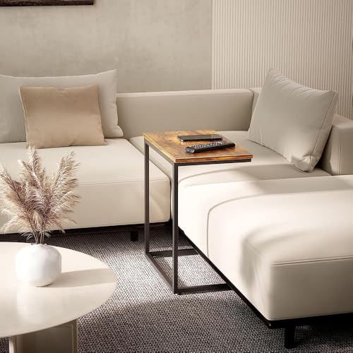 C-Shaped Home Side Tables for Small Spaces，Laptop table Sofa Side Table Small Coffee Table Anti-Rust Waterproof, End Tables for Living Room Bedroom Balcony Office (BLACK)