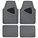 Motor Trend CleanRubber Series - Gray Grid Two Tone Gray Inlay - 4pc Odorless Rubber Floor Mats, Semi Custom Fit