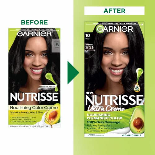 Garnier Hair Color Nutrisse Nourishing Creme, 10 Black (Licorice