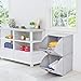 MaidMAX 2 Tiers Collapsible Storage Organizer, Fabric Cube Bins, Pull-Down Doors with 2 Wooden Handles for Closet, Home, Office, Free Standing, Grey