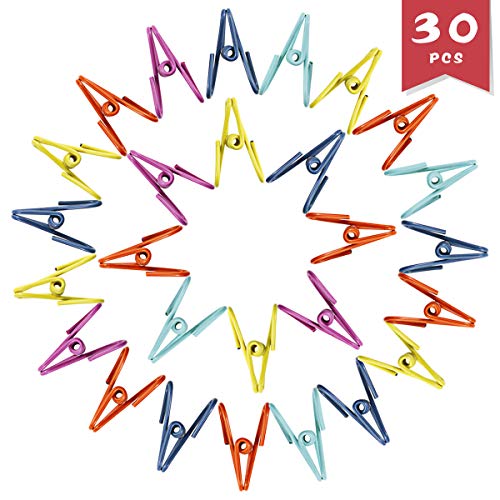 DLOnline 30 Pack Colorful Steel Wire Clips,Multi-Purpose Clothesline Utility Clips,Windproof Clothespin Wire Clips - Thumbnail 5