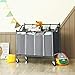 SONGMICS 4-Bag Laundry Cart Sorter, Rolling Laundry Basket Hamper, with 4 Removable Bags, Casters and Brakes, Gray URLS90GS
