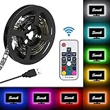 Bias Lighting (118 inch / 3m), Searik RGB LED Light Strip Kit TV Backlight 5V USB Strips Flexible Waterproof LED Lamp with 17 Keys RF Remote Controller for Flat Screen TV Background, HDTV, PC Monitor