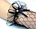 JISEN Woman Banquet Party Performance Fingerless Black Bow Sexy Lace Bridal Gloves 7