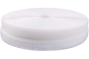 IHKFILAN 3/4'' Width x 10Meters Length White Sew On Hook and Loop Tape Fastening Nylon Fabric Tape (White, 3/4 Inch x 10 Meters)