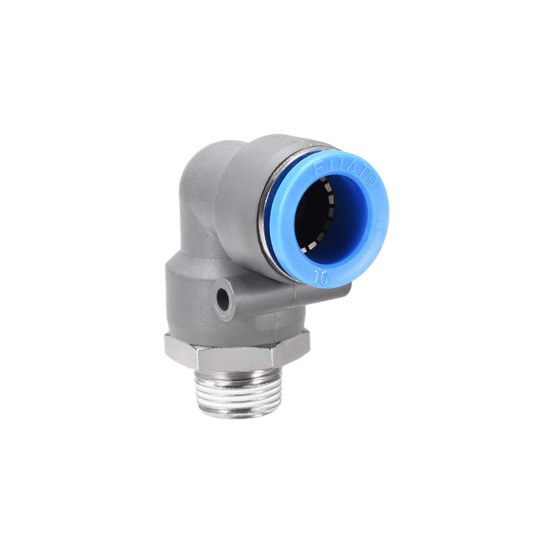 sourcing map Elbow Push to Connect Air Fittings 16mm Tube OD X 3/8PT Male Thread Pneumatic Quick Release Connectors Grey