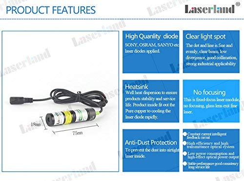 1875 532nm 10mW Green Line Generator Laser Module for Alignment DC3-5V