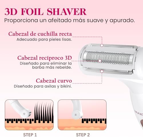 Afeitadora Eléctrica Mujer 4 en 1,IPX6 Recortadora Corporal