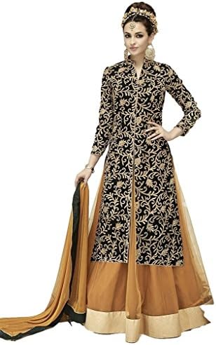 Ethnicwear Pretty Beautiful Cultural Stylish Black Brown Weddingwear Embroidered Anarkali Lehanga Suit