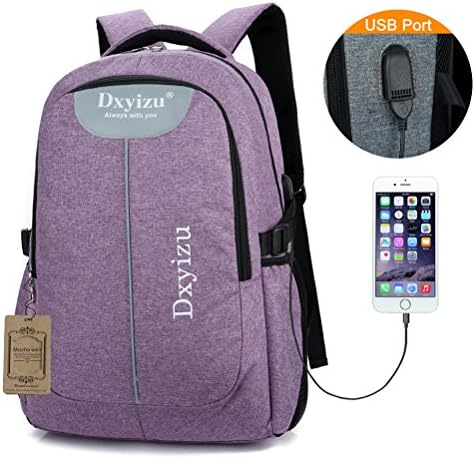 Mocha weir School 15.6 Inches Laptop Backpack with USB Charging Port (purple)