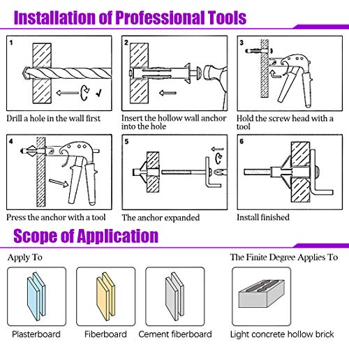 30Pcs M6×52 Heavy Duty Zinc Plated Steel Molly Bolt Assortment Kit