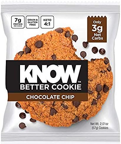 KNOW Foods - Know Better Cookie, Chocolate Chip, Keto Snack Protein Cookie, Gluten Free, 2.01oz Cookie, 8Count